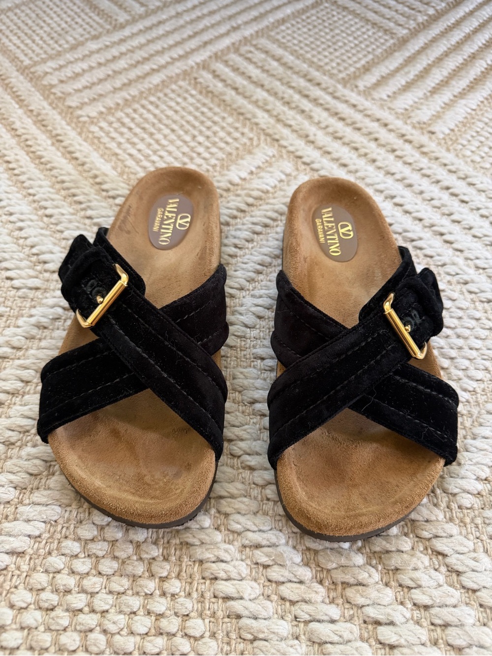 Valentino Garavani Fussfriend Black Velvet Slide sandals size 38.5